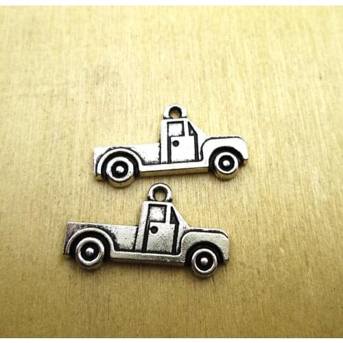 20pcs- 14x26mm Pickup truck Charms Pendants, DIY Supplies, Jewelry Making DIY necklace/ bracelets charms antique silver tone