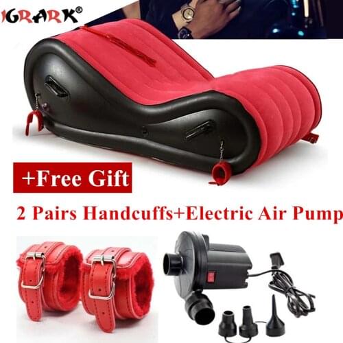 Portable Inflatable Air Sofa Adult Game Sex Toys for Couples Women Gay Chair Pump Handcuffs BDSM