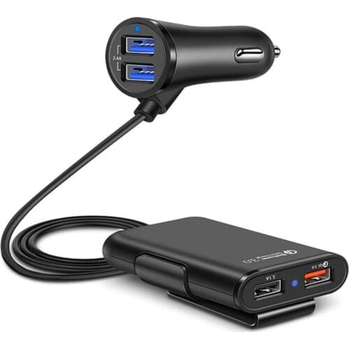 Qc3.0 Fast Charge Car One For Four 4 Port Usb Mobile Phone Charger Car Front And Rear Back Clip Usb Car Charger