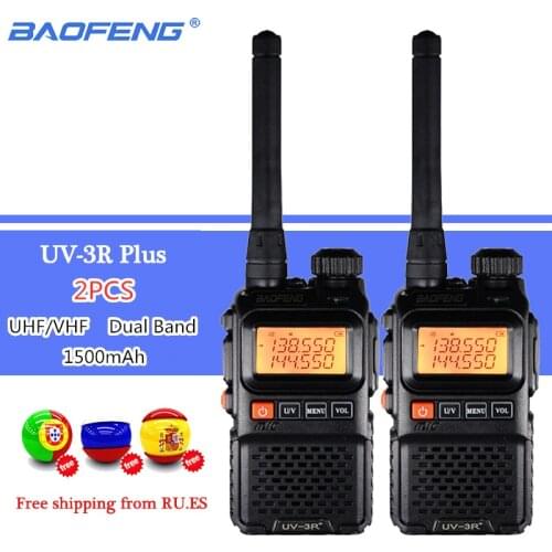 2PCS BAOFENG UV-3R Plus Dual Band Wireless Portable CB Walkie Talkie UV3R+ Intercom FM Transceiver Ham Radio UV 3R Two Way Radio