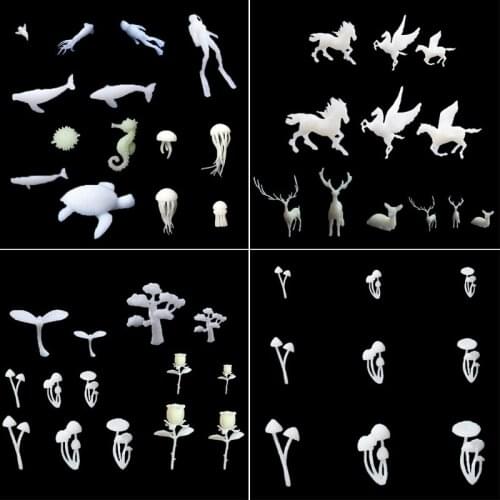 Silicone Mini Mushroom Tree Model Resin Mold Rose Deer Landspace Fillings Crafts MXME