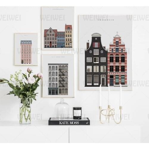 Nordic City House Skyline Hd Poster and Prints Architecture Decoration Picture Canvas Painting Wall Art Living Room Home Decor