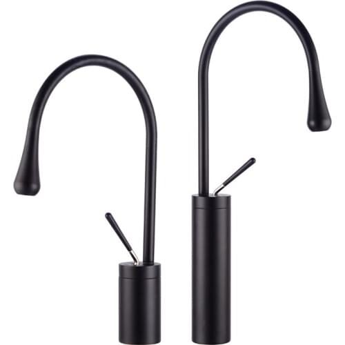 Modern Kitchen Faucet Copper Single Lever Swivel Spout Basin Sink Tap Cold Hot Water Mixer Tap Drop-shaped Nozzle Waterfall Tap