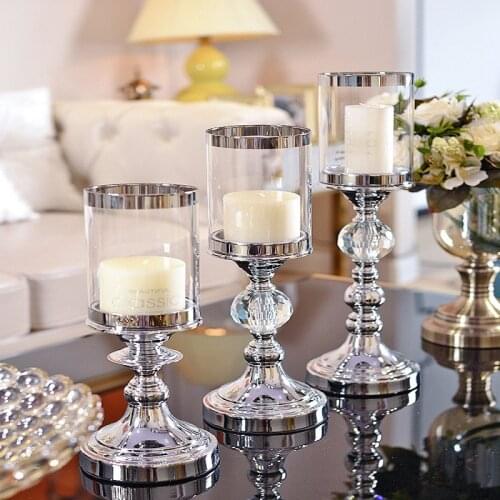 European-style Ornaments Modern Home Glass Metal Candlestick Creative Living Room Table Decoration