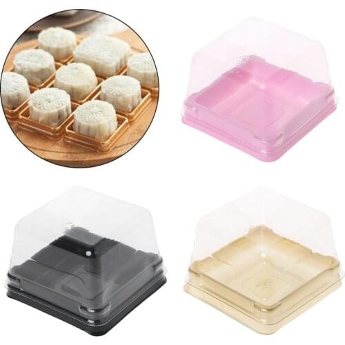 50g Square Moon Cake Trays Mooncake Packaging Box Container Holder With Covers Plastic Moon Cake Boxes 50 Sets