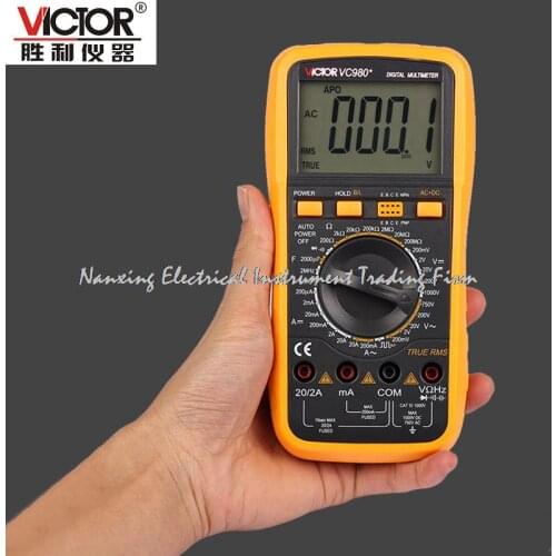 VICTOR VC980 + T-RMS Digital Multimeter Handheld Autoranging Electronic Instrument with Large LCD Display