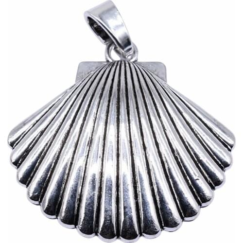 WYSIWYG 1pcs 55x55mm Antique Silver Color Oversized Shell Charms Pendant For Jewelry Making DIY Jewelry Findings