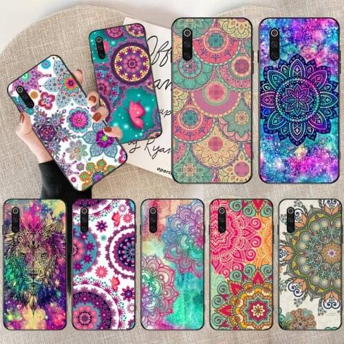 YJZFDYRM Mandala Sun Flower Datura Retro Flora Phone Case Hull for Xiaomi Mi10 10Pro 10 lite Mi9 9SE 8SE Pocophone F1 Mi8 Lite