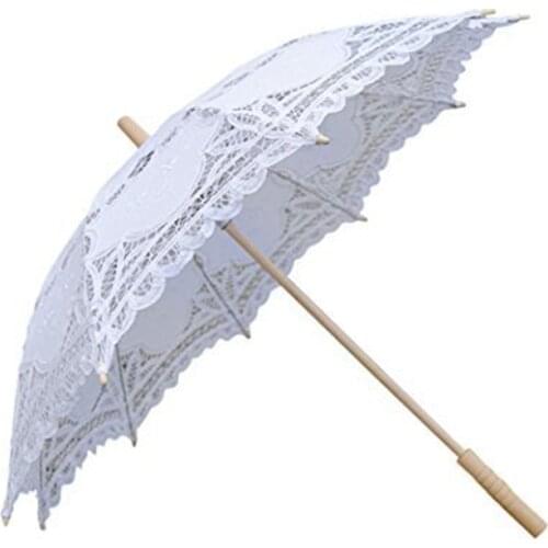 YO CHO Bride Wedding Umbrella White Lace Parasol Umbrella Handmade Embroidery Photo Prop Fashion Decoration Accessories