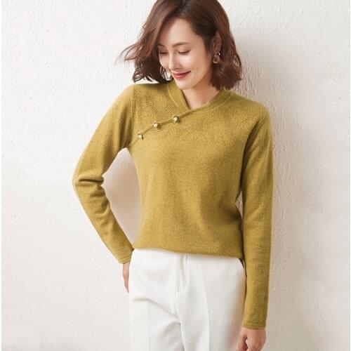 Womens pullover 2021 winter new casual solid color round neck wool sweater plus size cashmere sweater ladies cheongsam top hot