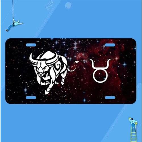 Taurus Bull Zodiac Sign Horoscope In Space Novelty Metal Vanity Tag License Plate