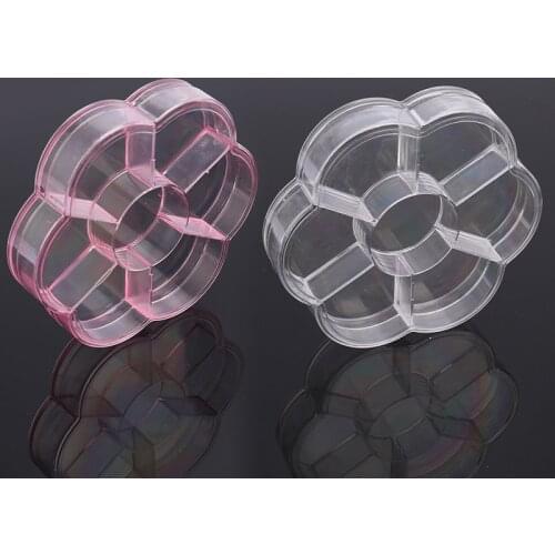 1Pcs 7 Grid Nail Art Storage Box Plum Blossom Shape Rhinestones Crystal Jewelry Charms Makeup Decoration Organizer Tool New