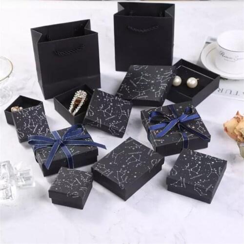 10pcs Starry sky Paper Cardboard Jewelry Boxes Storage Display Carrying Box For Necklaces Bracelets Earrings Square Rectangle