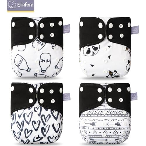 Elinfant Popular Print 4pcs Set Eco-Friendly Washable Cloth Nappy Adjustable Baby Ecological Diapers