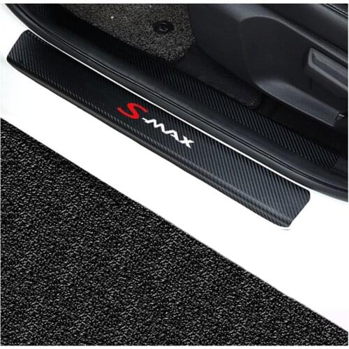 4PCs Carbon Fiber Pu leather Door Threshold Guard For Ford Smax Car Door Sill Scuff Plate Protector Car Accessories