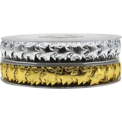 5m/lot) 15mm Gold Pentagram Ribbon for Party Decorations DIY Materials Clothing Shoes Bags Accessories Craft Ribbons