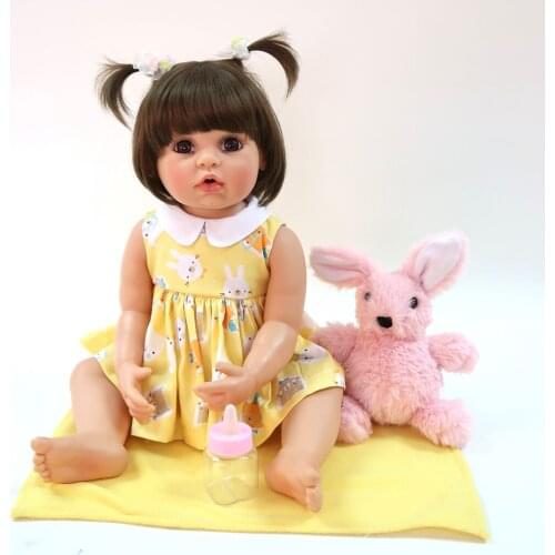 55cm Collectible doll Full Body Vinyl Silicone Reborn Toddler Princess lifelike Realistic cute doll bathe brinquedos birthday to