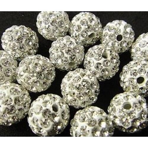 6mm 100pcs/lot hf34 white Beads necklace bracelet making findings Rhinestone disco ball handmade crystal