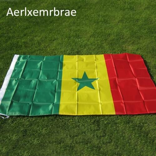 Free shipping aerlxemrbrae flag Senegal flag 3x5 Feet Super Poly football FLAG Indoor Outdoor Polyester Flag