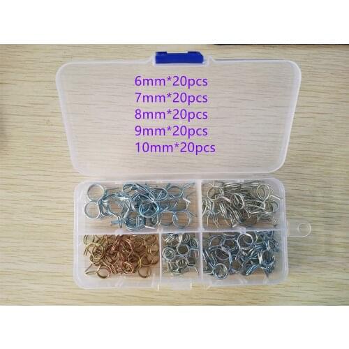 Free shipping Custom 100pcs M6-M10 Fuel Line Hose Tubing Spring Clips Clamps Assortment Kit for Motorcycle Scooter ATV