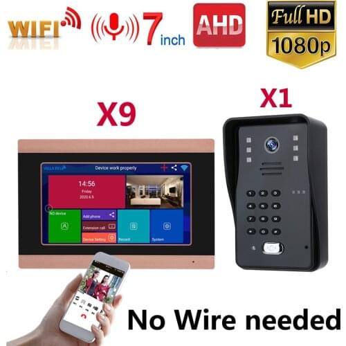 Wireless WIFI Video Door Phone Doorbell Apartment Intercom Kits System 1080P Waterproof IR Cameras Phone Unlock Monitor Record