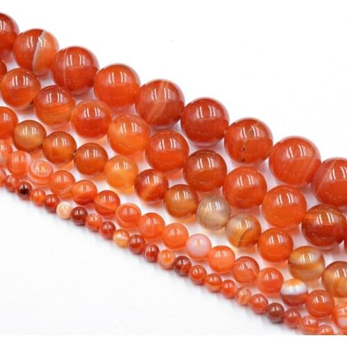 Natural Stone Red Banded Stripe Onyx Agates Beads 4-12mm Loose Beads for Jewelry Making Charm Accessories DIY Free Shipping