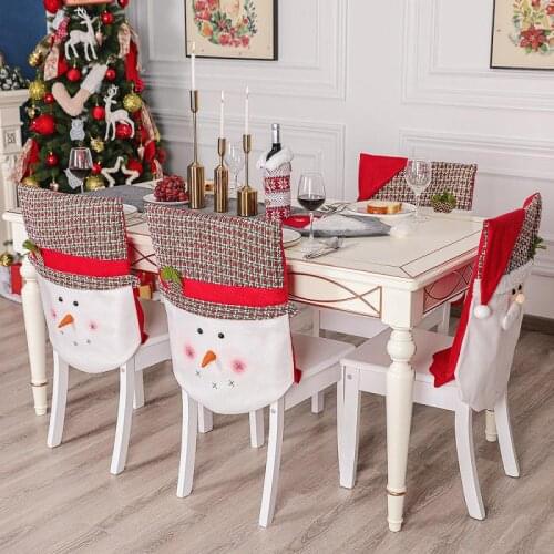 2021 Santa Hat Chair Covers Christmas Decor Dinner Chair Xmas Cap Sets Dinner Table Hat Chair Back Covers For Home