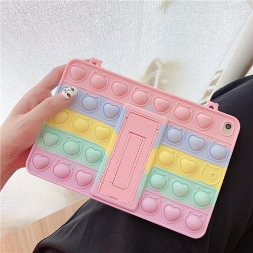 Folding bracket Case For ipad Pro 6 5 4 3 9.7 11 10.9 10.5 10.2 Air 1 2 Mini45 123 love heart bear Anti-knock silicone cover