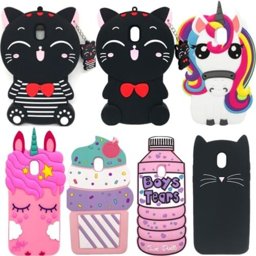 For Samsung Galaxy J3 J5 J7 Pro 2017 Case Soft Silicone Cover Cute 3D Cartoon Unicorn Cat For Samsung J330 J530 J730 Phone Cases