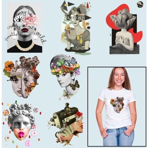 Flower Butterfly Beauty Ironing stickers Heat-sensitive patches Thermal Stickers Heat Transfer PVC Patch Vinyl Sticker