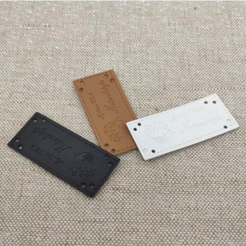 Needlework Logo Sewing Clothing Labels for Gift Hand Made Leather Tags for Jeans Name Sewing Label for Needlework Accessories