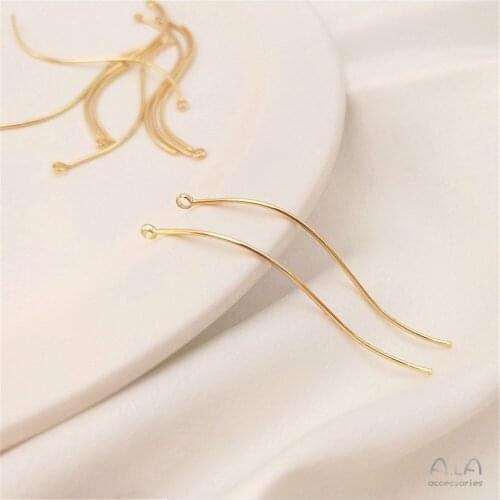 14K Gold Filled Light gold smooth s-shape with hanging ring nine pin single loop pendant earwire hanger DIY earpiece accessories