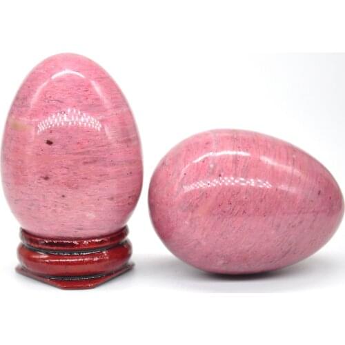 34x44mm Rhodonite Egg Shaped Stone Healing Natural Crystal Massage Minerale Gemstone Spiritual Decor Collection