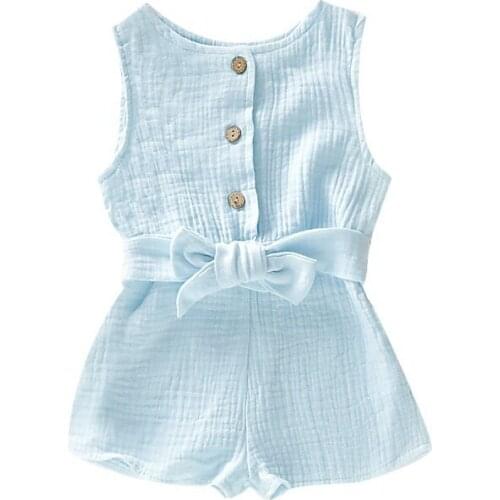 Newborn Girls Jumpsuit Sleeveless Solid Cotton Romper Cute Infant Baby Ruffles Sleeveless Baby Clothes1