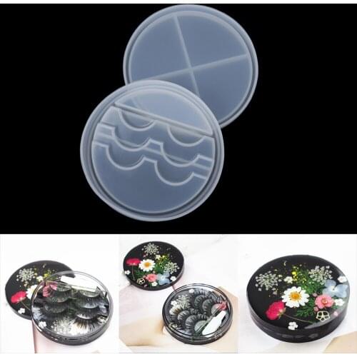 Eyelash Storage Box Epoxy Resin Mold Eyelashes Display Tray Mirror Silicone Mold For DIY Cosmetic Care Container Decoration Tool