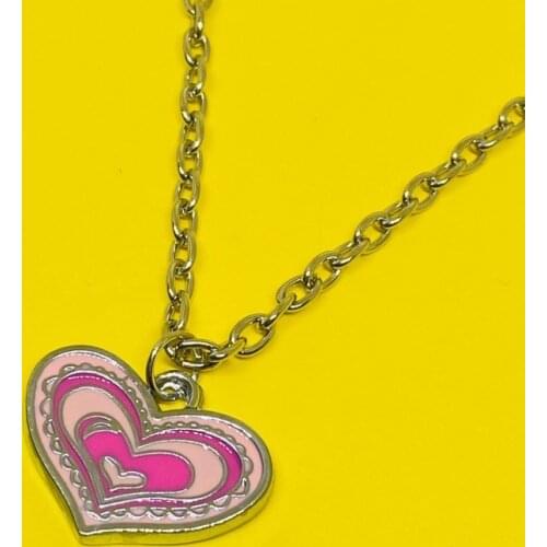 Cool Harajuku Pink Heart Choker Girls Necklace Stainless Steel Choker Party Jewelry for Women Man Girls Friendship Best Gift