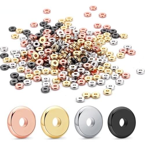 10pcs/set DIY Coin Spacer Copper Beads Gold Silver Colorful Flat Round Loose Beads For DIY Jewelry Bracelet & Necklace Making