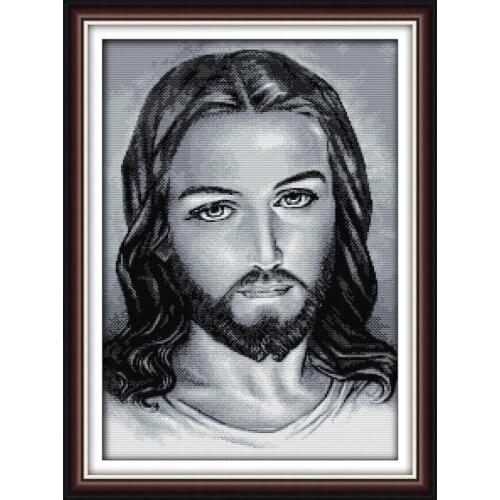 Jesus(Black-And-White Edition) Christian Counted Patterns Print On Canvas Cross Stitch Kit Chinese Embroidery Needlework Sets