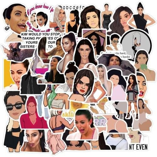 50PCS Kardashian Stickers Adult Waterproof Decal Laptop Motorcycle Luggage Snowboard Fridge Phone Car Sticker 2021