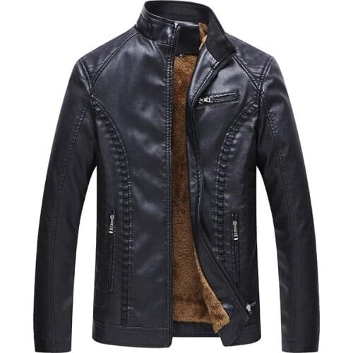 New Leather Jacket Men Coats plus size Brand High Quality Outerwear Men Business autumn Winter PU Fur Male Jacket