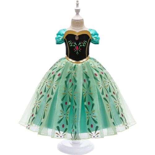 Children Princess Dresses for Girls Elsa Anna Evening Prom Summer Costume Kids Vintage Party Birthday Short Sleeve Clothes