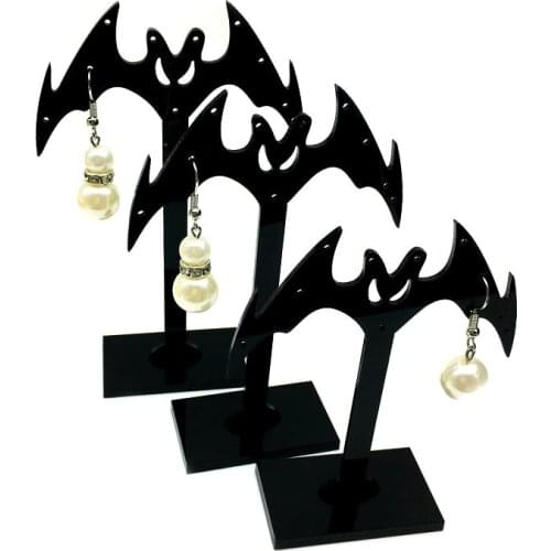 5 sets (3 / set) different sizes bats black plastic earrings jewelry display jewelry display shelf 12 + 11 + 9 cm