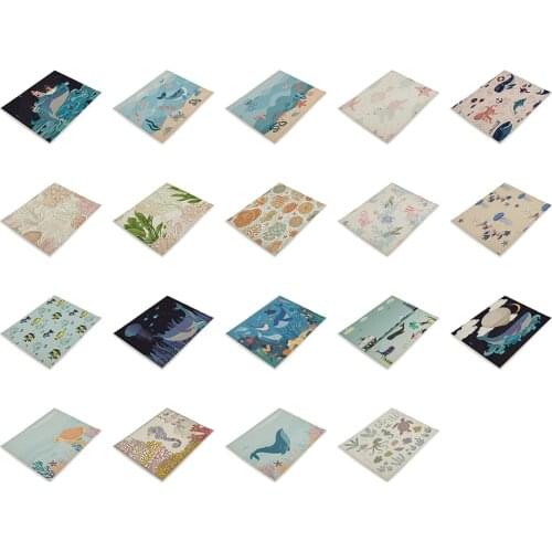 Beach Animals Placemats Placemats for Table Insulation Non-Slip Washable Pad Whale Sea Turtle Set De Table Mat Drink Coasters