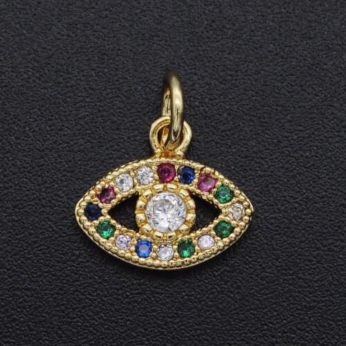 13x11mm 100% CZ Zircon DIY Jewelry Evil Eye Charm Pendant Wholesale Fashion Jewellery Pendants Jewellery Accessories Top Quality