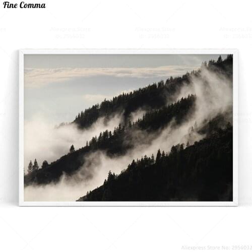 Posters and Prints Foggy Forest Mountain Poster Scandinavian Decor Nordic Art Wall Picture for Living Room Wall Art Canvas Print