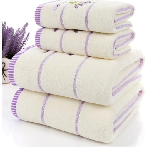 Drop ship 3pcs/set Elegant Lavender Cotton Terry Towel set for Adults Face Bathroom Hand bath Towels Toallas de Mano