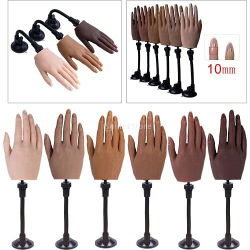 Silicone Nail Train Practice Hands For Nails Mannequin Female Model Display Hands Nail Art Training Hand with Stand Holder