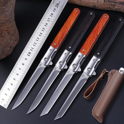 8.46'' M390 Steel Wood Handle Folding Knife Survival Tactical Pocket Knife Outdoor Combat Camping Hiking Hunting Knives EDC Tool