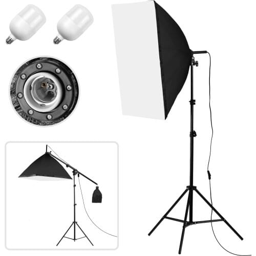 Andoer Studio Photography Softbox Lighting Kit with 50 *70cm Softbox Boom Arm Tripod Stand for Portrait Video Product Shooting