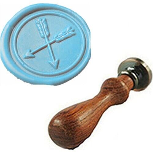 Vintage Cross Arrows Love Custom Picture Logo Wedding Invitation Wax Seal Sealing Stamp Rosewood Handle Set Kit